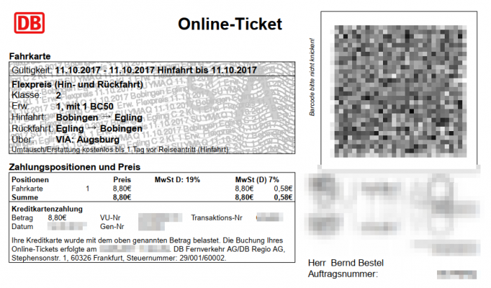 Deutsche Bahn Online-Tickets (PDF) parsen (CSV) | Bernds Blog